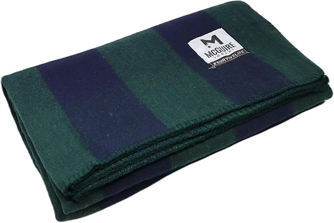 M MCGUIRE GEAR Warm Wool Bunkhouse Plaid Blanket for Camping, Home, Survival, or First Aid, 64" x
