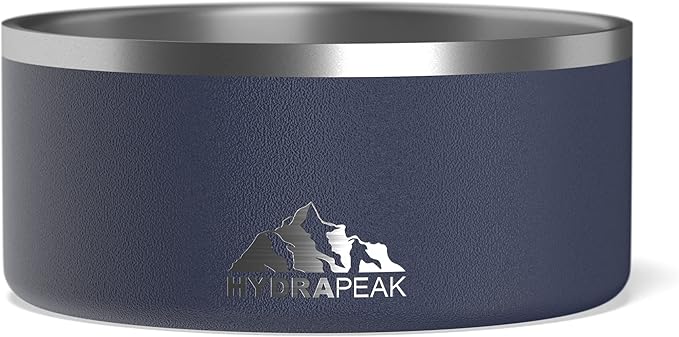 Hydrapeak Dog Bowl; Non Slip Stainless Steel; Water and Food Dish; Large Sized and Small Dogs; 32oz