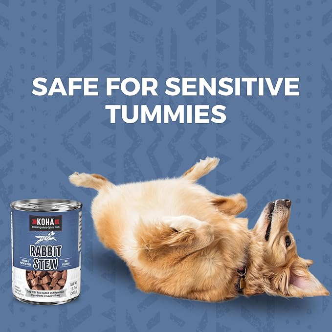 KOHA Minimal Ingredient Rabbit Stew for Dogs, High Protein Limited Ingredient Dog Food, 12.7oz Cans