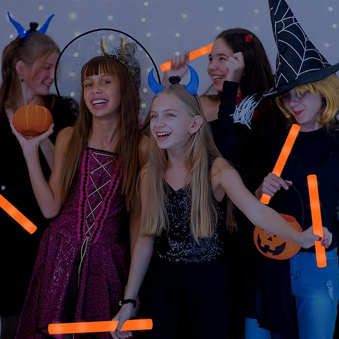 48Pack LED Glow Foam Sticks Bulk,Light Up Glow Sticks with 3 Flashing Modes,Orange Glow Wands Party