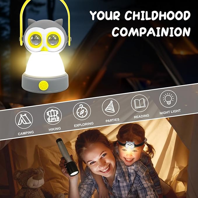 Portable LED Camping Lantern, Head Lamp Kit, Lightweight Battery Powered LED Flashlight for Indoor
