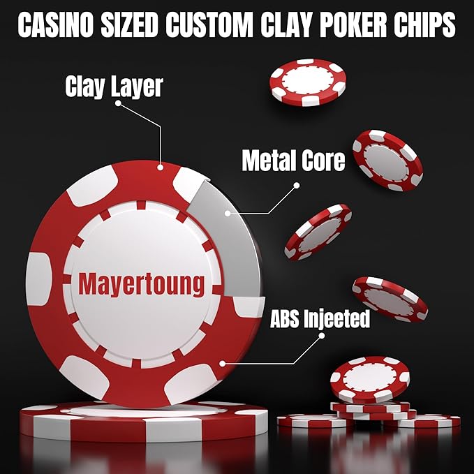 25 Custom Clay Poker Chips, 40mm Heavy 11.5g Casino Sized Personalized Poker Chips with Your Logo