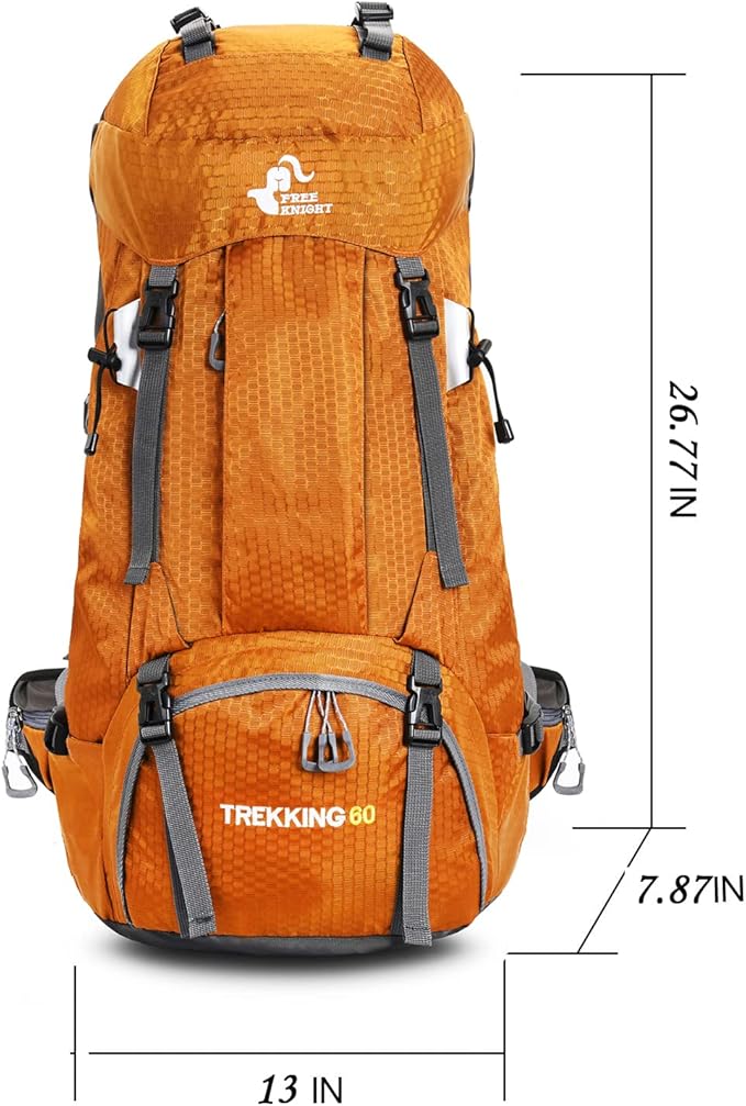 Bseash 60L Waterproof Hiking Camping Backpack with Rain Cover, Large Outdoor Sport Travel Daypack
