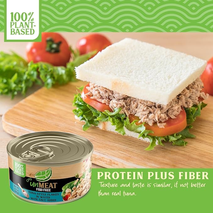 unMEAT Plant Based Tuna Style Flakes | Easy to Prepare Vegan Canned Tuna Flakes in Water, 12 pack