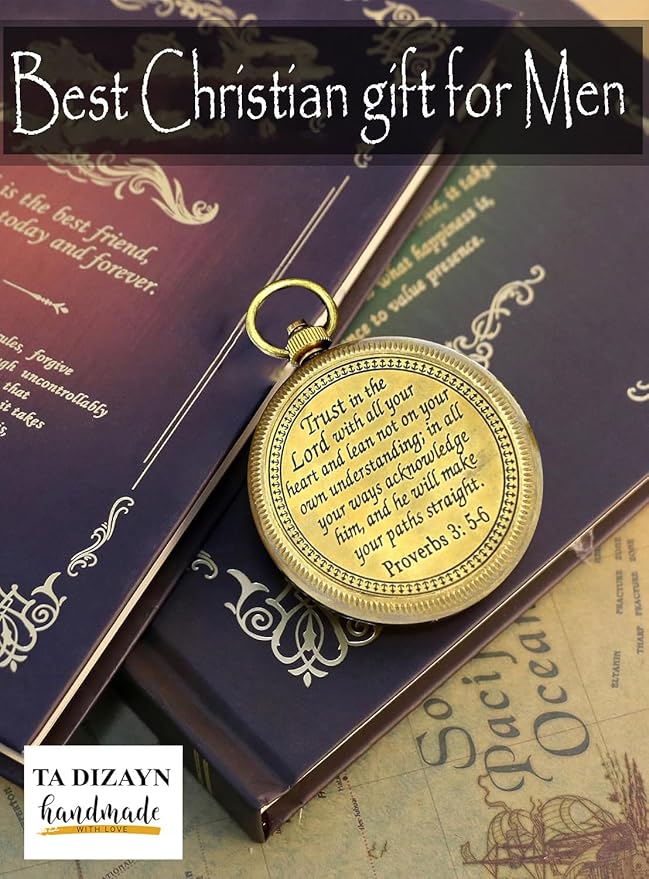 Trust in The Lord With All Your Heart - Proverbs 3:5-6 Quote Engraved Compass With Wooden Box