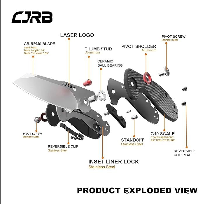 CJRB Maileah Pocket Knife with 2.39?™â€?AR-RPM9 Powder Steel Blade Folding Knife with G10 Handle