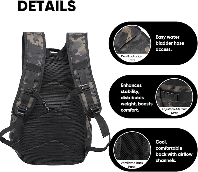 35L Tactical Backpack for Men, MOLLE Military Bug Out Bag, Waterproof Rucksack for Hiking with