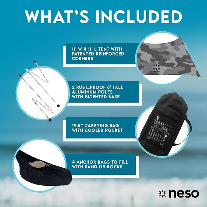 Neso Gigante - Portable Beach Tent - Ideal to Enjoy with Family and Friends - UPF 50+