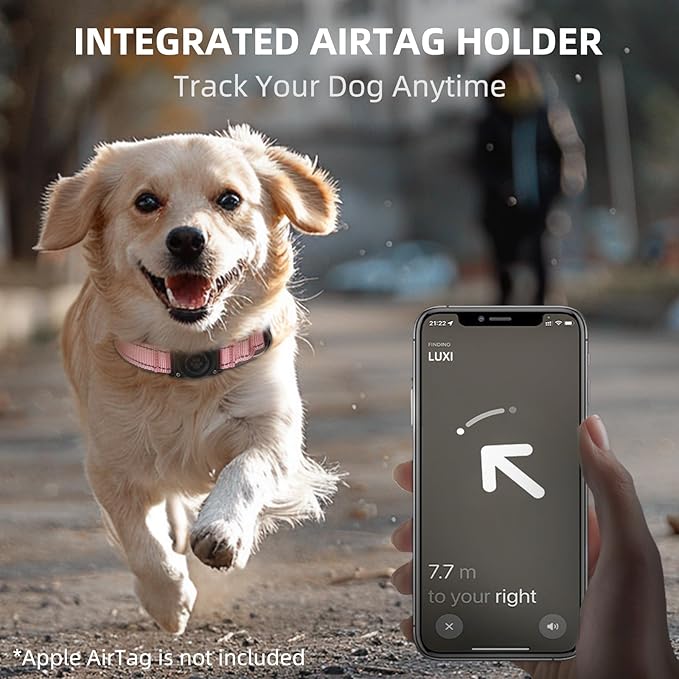 Airtag Dog Collar - 100% Waterproof AirTag Holder, Reflective, Soft Padded, Everlasting GPS Collar