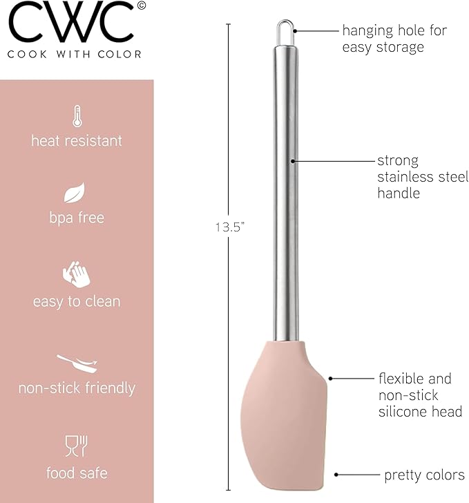 COOK WITH COLOR Silicone Cooking Utensils, Kitchen Utensil Set, Easy to Clean Silicone Kitchen