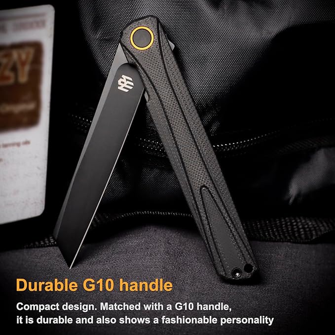EDC Pocket Knife Canyon, 3.2" D2 Steel Tanto Blade Flip Open,G10 Handle Small Folding Knife with