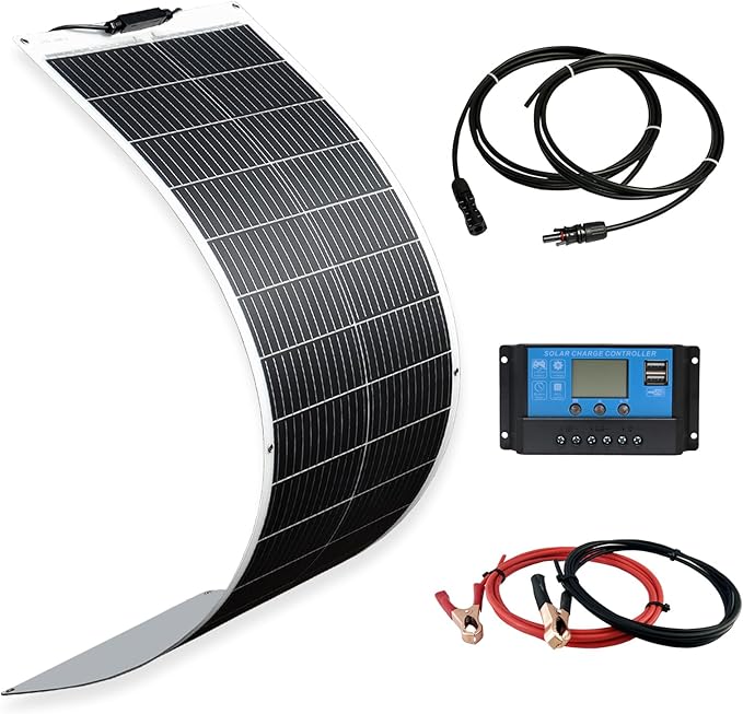 XINPUGUANG 100W Flexible Solar Panel 12V System kit 10A Charge Controller Cables with Alligator