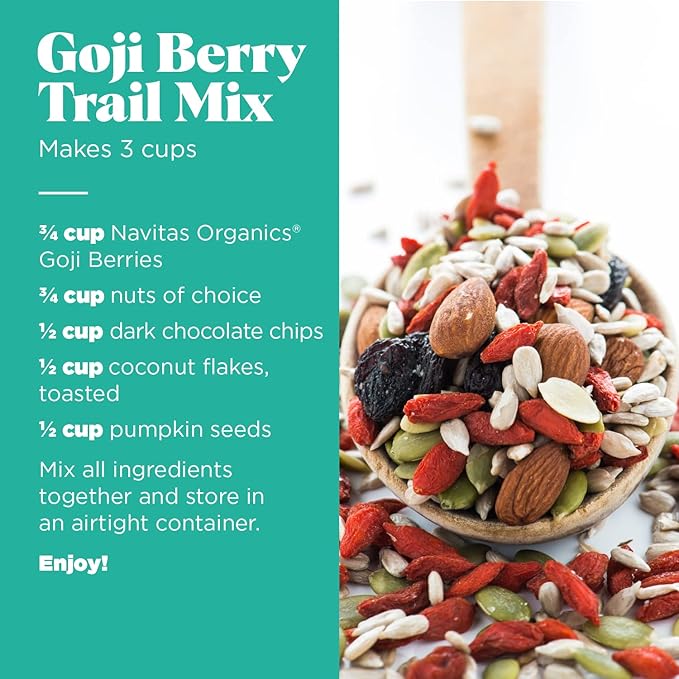 Navitas Organics Goji Berries – For Smoothies, Trail Mix, Baked Goods, Oatmeal & More – Vitamin A