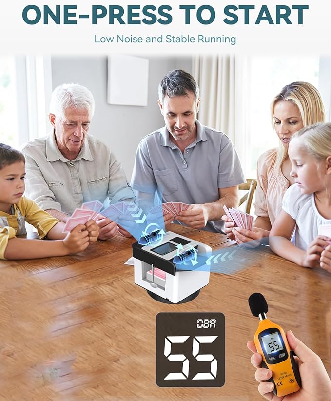 Automatic Card Shuffler and Dealer - 1-2 Decks Support 12 Players, 4 Drawing Remotes, Auto