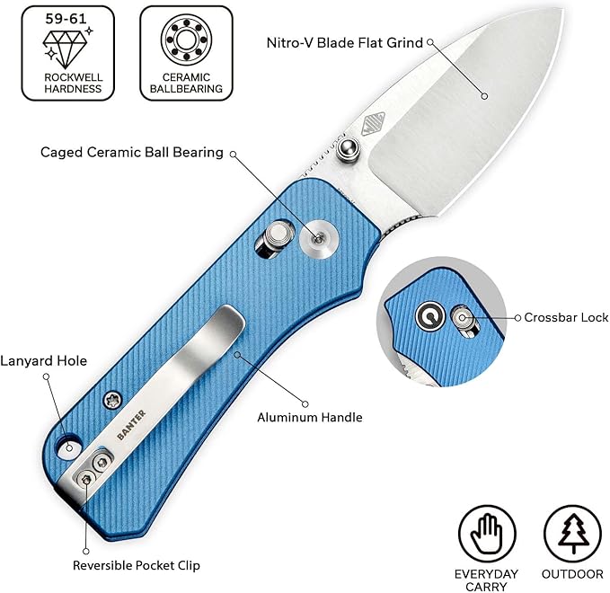 CIVIVI Small Pocket Knife for EDC, Baby Banter 2 Crossbar Lock folding Knife with 2.34" Nitro-V