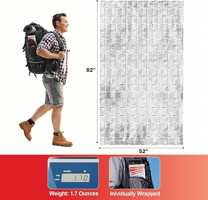 9 Pack Emergency Blankets, Outdoor Survival Emergency Insulated Gear, Mylar Thermal Space Insulated