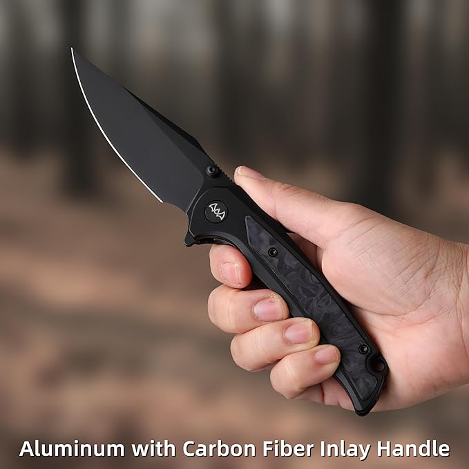 EDC Pocket Knife, 3.6" 14C28N Aluminium With Steel Inlay Handle, Folding Knife for Camping Hiking