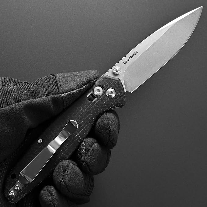 Eafengrow EF966 Folding Knife D2 Blade Micarta Handle with Pocket Clip EDC Tactical Knife thumb