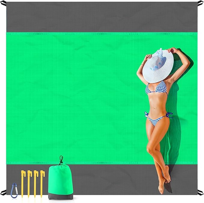 EASYFUN Beach Blanket Sandproof Oversized, 79''×83'' Extra Large Beach Mat, Portable Picnic Mat for