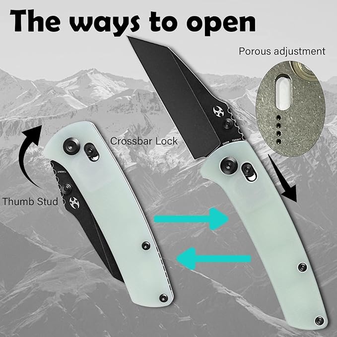 KANSEPT Main Street Pocket Folding Knife, 3.36''Black Ticn Coated 154CM Sharp Steel Blade, Jade G10