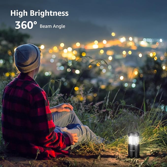 Lepro LED Camping Lanterns Battery Powered, Collapsible, IPX4 Water Resistant, Outdoor Portable