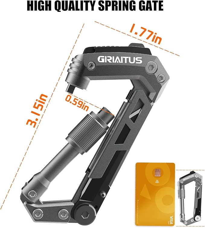 Carabiner Multitool with Pocket Knives, 8-in-1 EDC Carabiners, Serrated Knife, Rope Cutter