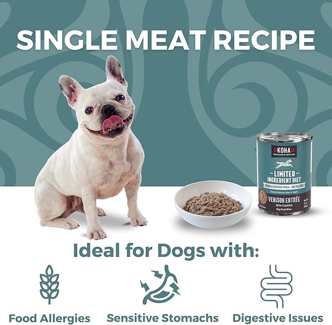 KOHA Limited Ingredient Diet Venison Entrée for Dogs - Grain Free Wet Dog Food with No Fillers