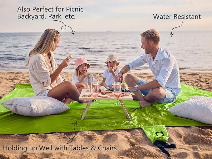 WEKAPO Beach Blanket Sandproof Waterproof, Extra Large Beach Mat, Oversized & Compact Sand Free Mat