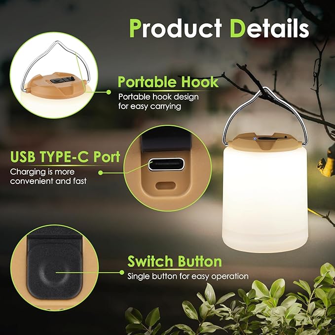 LED Camping Lantern, Rechargeable Camping Light, 4 Modes Outdoor Flashlights Lanterns with 1000LM