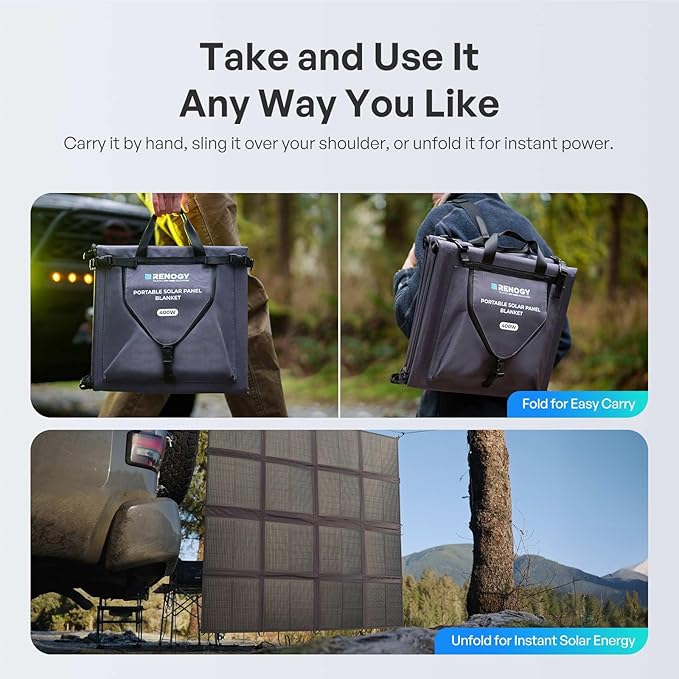 Renogy 200W Portable Solar Panel Blanket, 25% High Efficiency N-Type Foldable Solar Charger for