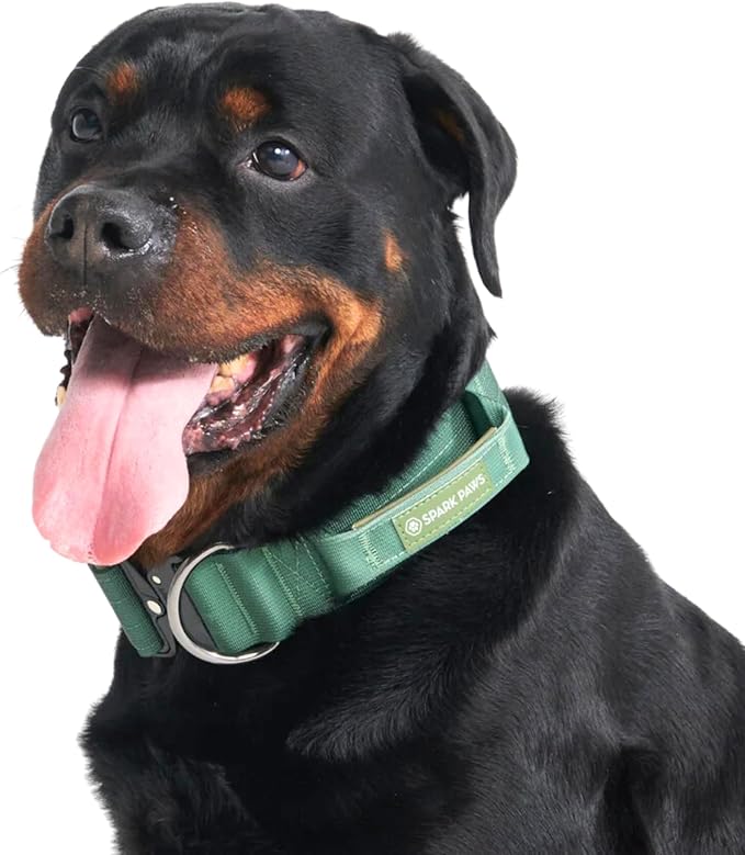 Spark Paws Tactical Dog Collar - Heavy Duty, Premium Quality, Thick and Durable for Large and
