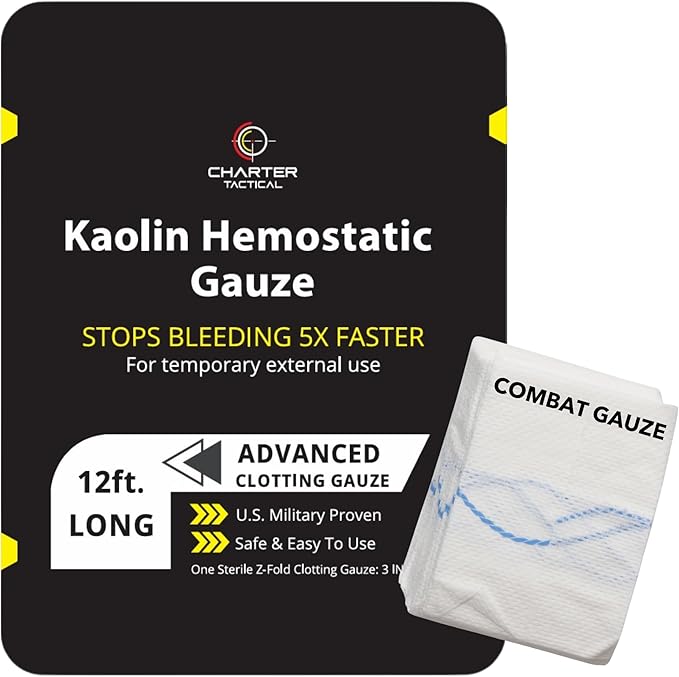 First Aid Advanced Quick Clotting Combat Gauze - Flexible Hemostatic Gauze - to Stop The Bleed kit