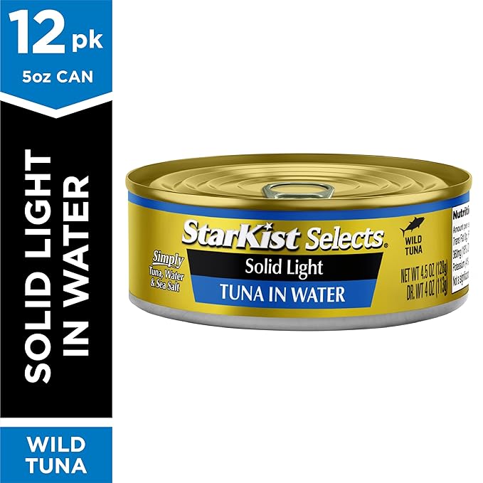 StarKist Selects Solid Light Tuna in Water Can, Tuna in Water , 4.5 Ounce (Pack of 12)