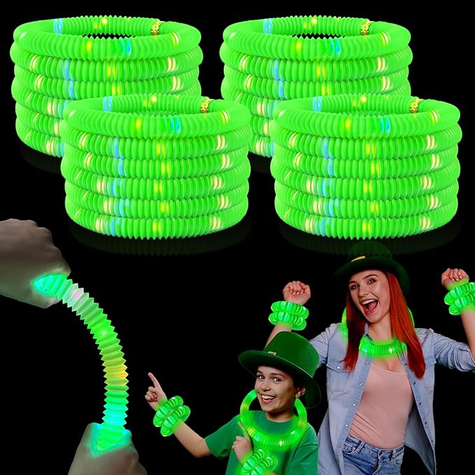12 - 24 PCS Green Glow Sticks Party Favors for Kids, Light Up Necklaces Bracelets Accessories for