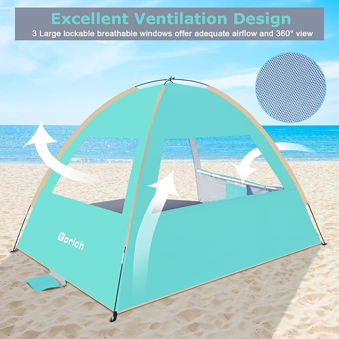 Gorich Beach Tent Sun Shelter for 3/4-5/6-7/8-10 Person with UPF 50ï¼?UV Protection, Lightweight &
