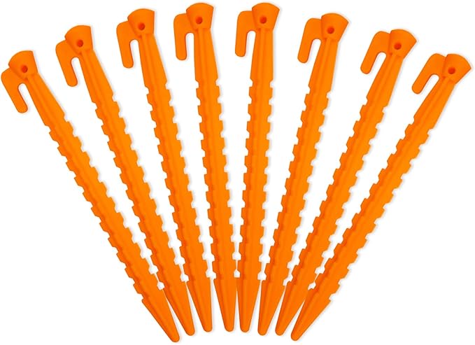 Camping Tent Stake Pegs / 8 Pack Outdoor Plastic Stakes for Christmas Holiday Decoration Bounce