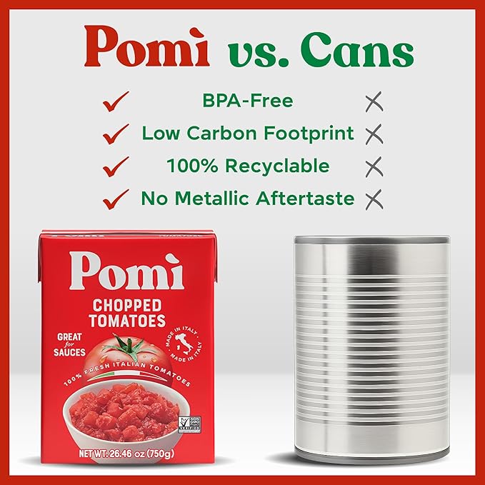 Pomì Chopped Tomatoes 26.46oz (Pack of 12) - Non-GMO, Gluten-Free, BPA-Free - 100% Fresh Italian