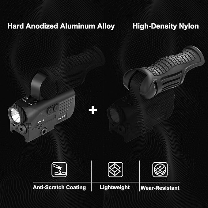 1200LM Rechargeable Flashlight with Green & Blue Laser, 5 Light Modes & Strobe, 3 in 1 Laser