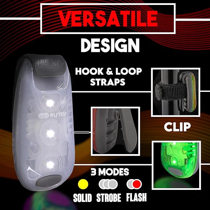 4 Pack LED Safety Light, Clip on Reflective Gear Lights for Walking at Night, Running, Jogging