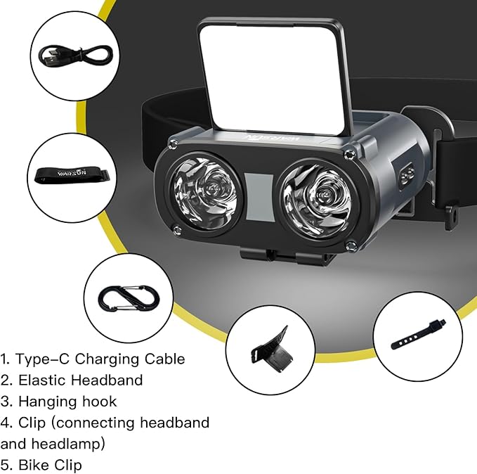 WARSUN MD9 Multi-Use Headlamp Rechargeable LED ??Cap & Bike Mount, COB, Motion Sensor, 5 Modes, 800