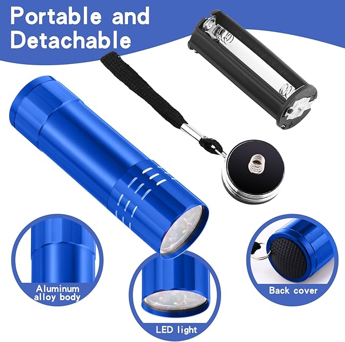 Riakrum 12 Pieces UV Blacklight Flashlights LED Handheld Mini Light Flashlight Small Portable
