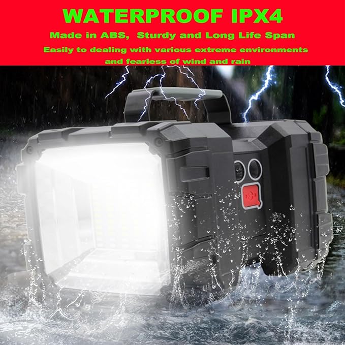 Rechargeable LED Searchlight Flashlight, LED Spotlight Big Power Capacity 13000LM 20h Ultra-Long
