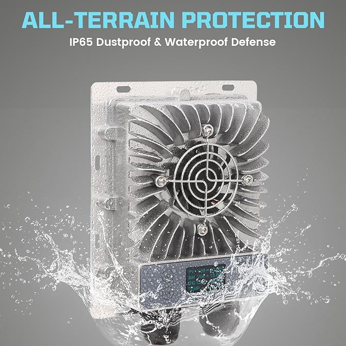40A MPPT Solar Charge Controller 600W,12V/24V Auto, LCD Display, 99.5% Efficient, IP65 Waterproof