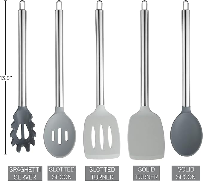 COOK WITH COLOR Silicone Cooking Utensils, Kitchen Utensil Set, Easy to Clean Silicone Kitchen