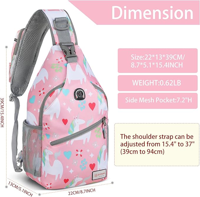 ZOMAKE Sling Bag,Small Crossbody Sling Backpack,Water Resistant Shoulder Daypack for Travel,Anti