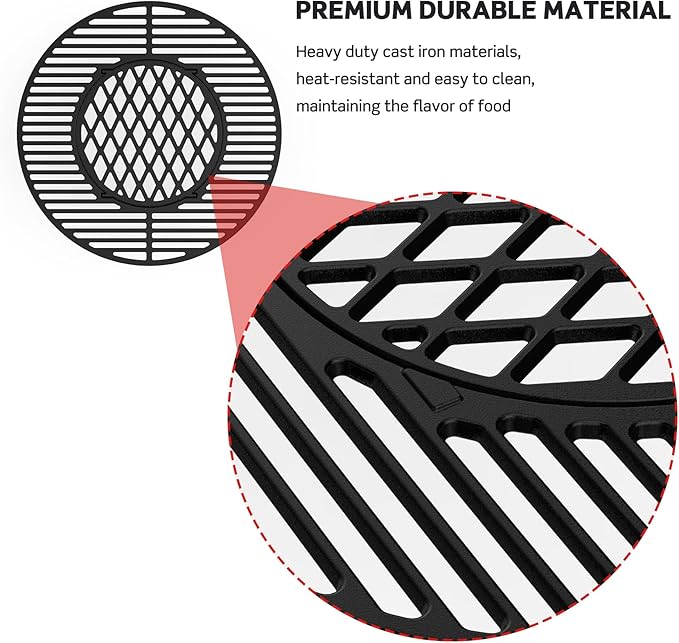 Skyflame Charkettle 2-in-1 Cast Iron 21.5 Inch Grill Grate Replacement Gourmet BBQ System