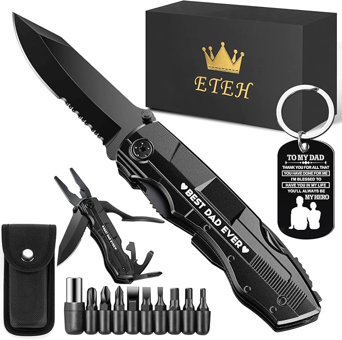 Gifts for Dad from Daughter Son,Multitool Pocket Knife "BEST DAD EVER",Christmas Birthday Fathers