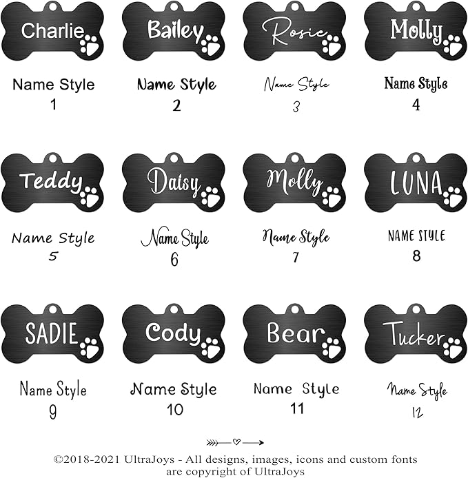 Ultra Joys Dog Tags Personalized for Pets - Hollow Paw Custom Pet ID Tag - Engraved Dog Tag for