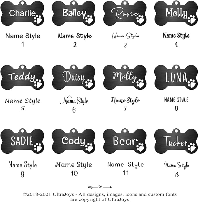 Ultra Joys Dog Tags Personalized for Pets - Hollow Paw Custom Pet ID Tag - Engraved Dog Tag for