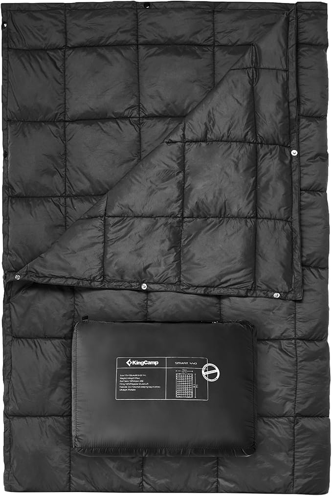 KingCamp Ultralight Camping Blanket, Packable Down Alternative Puffy Wearable Blankets Weatherproof